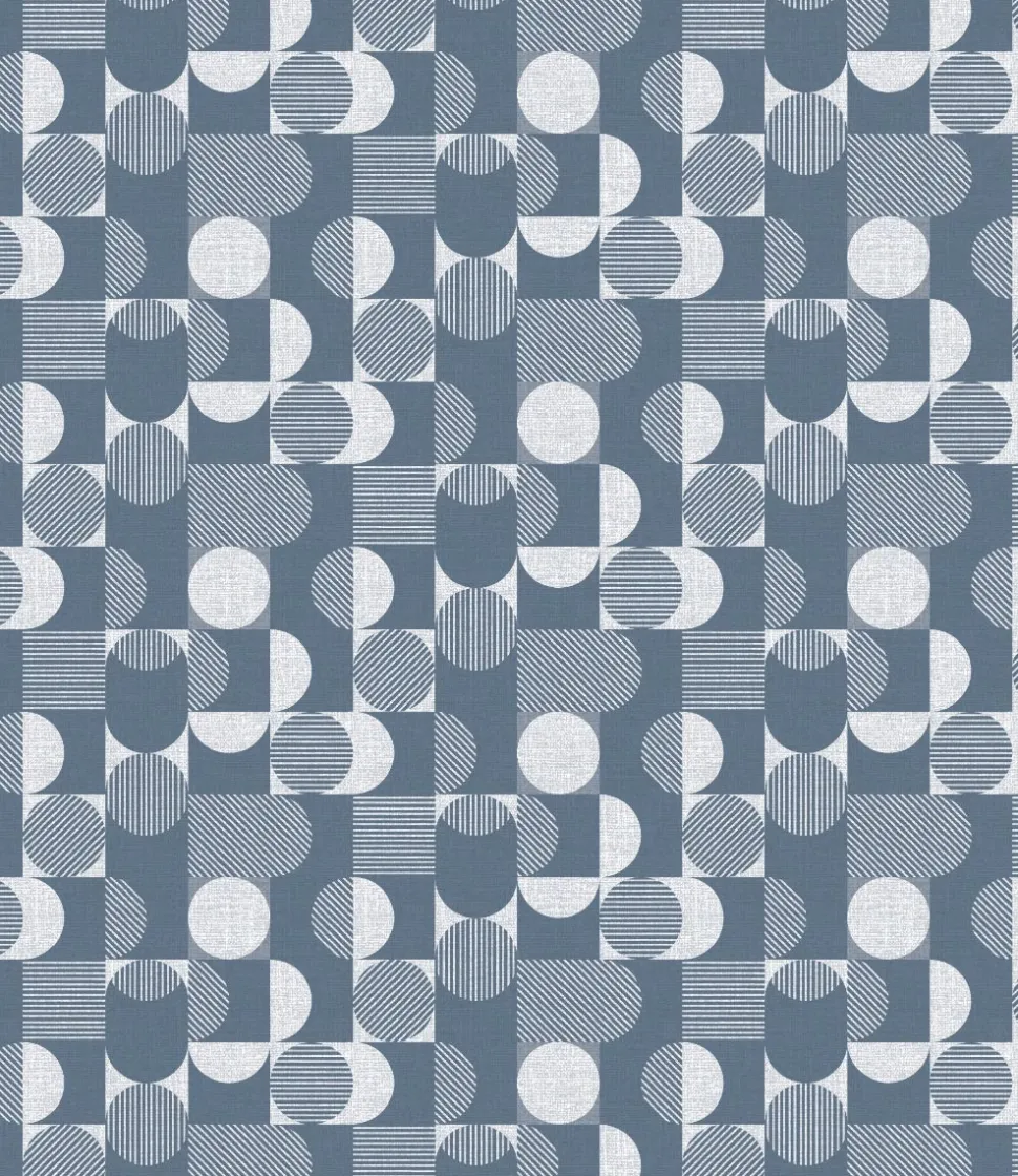 Circle Blue Oil Cloth 1219-2 - Price by the metre
