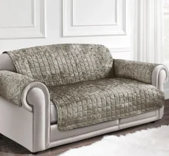 Crushed Velvet Arm Chair/Sofa Cover Natural