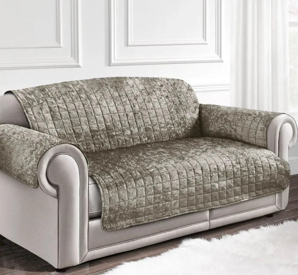 Crushed Velvet Arm Chair/Sofa Cover Natural