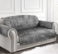 Crushed Velvet Arm Chair/Sofa Cover Silver