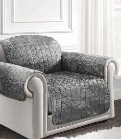 Crushed Velvet Arm Chair/Sofa Cover Silver