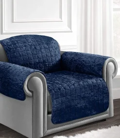 Crushed Velvet Arm Chair/Sofa Cover Navy