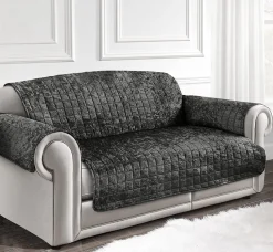 Crushed Velvet Arm Chair/Sofa Cover Charcoal