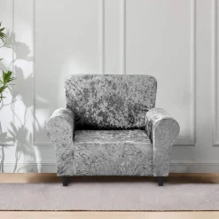 Crushed Velvet Stretch Sofa Cover Silver