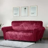 Crushed Velvet Stretch Sofa Cover Wine