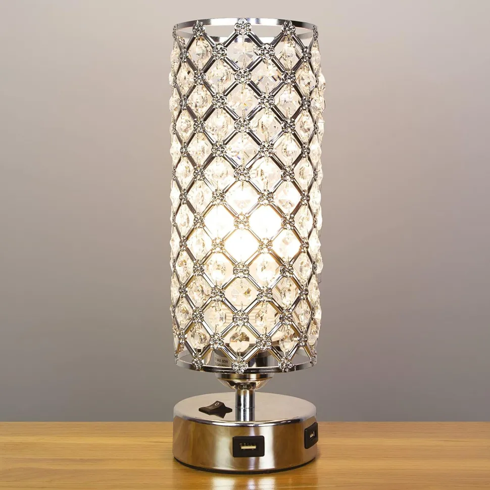 Crystal Effect Table Lamp with USB