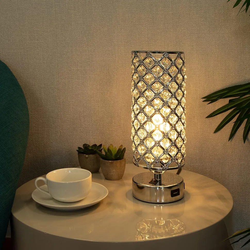 Crystal Effect Table Lamp with USB
