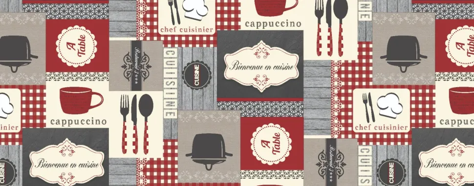 Cuisine Red Oil Cloth 8277-1 Price by the metre