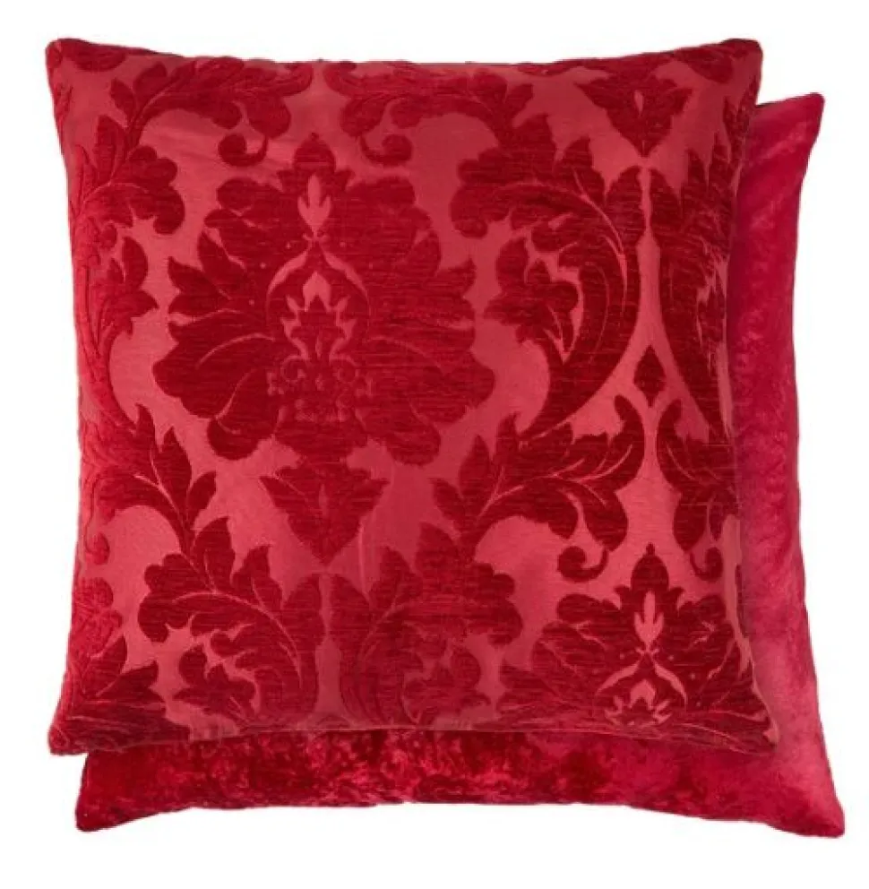 Damask Chenille Jacquard Cushion Cover (43cm x 43cm) - Red