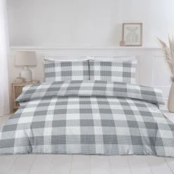 Delilah Gingham Duvet Cover Set Grey