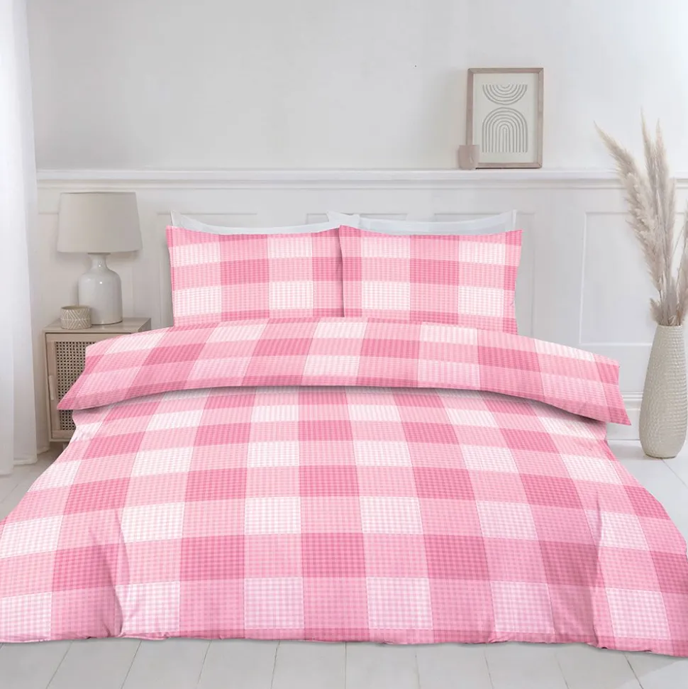 Delilah Gingham Duvet Cover Set Pink