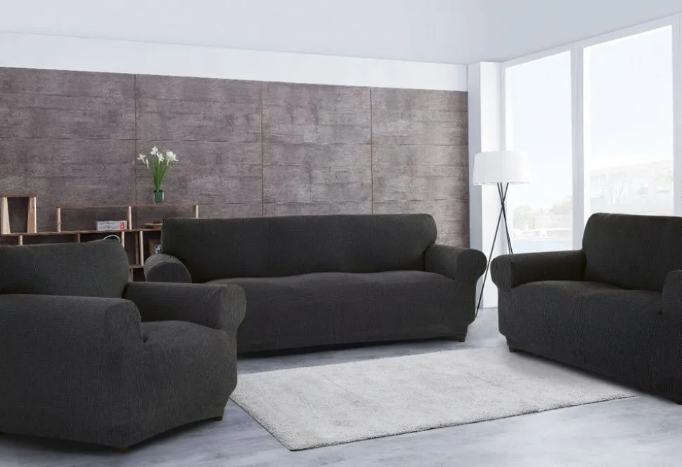 Diamante Stretch Sofa Covers - Grey