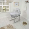Dimple Wicker Moses Basket Grey