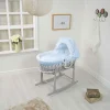 Dimple Wicker Moses Basket Blue