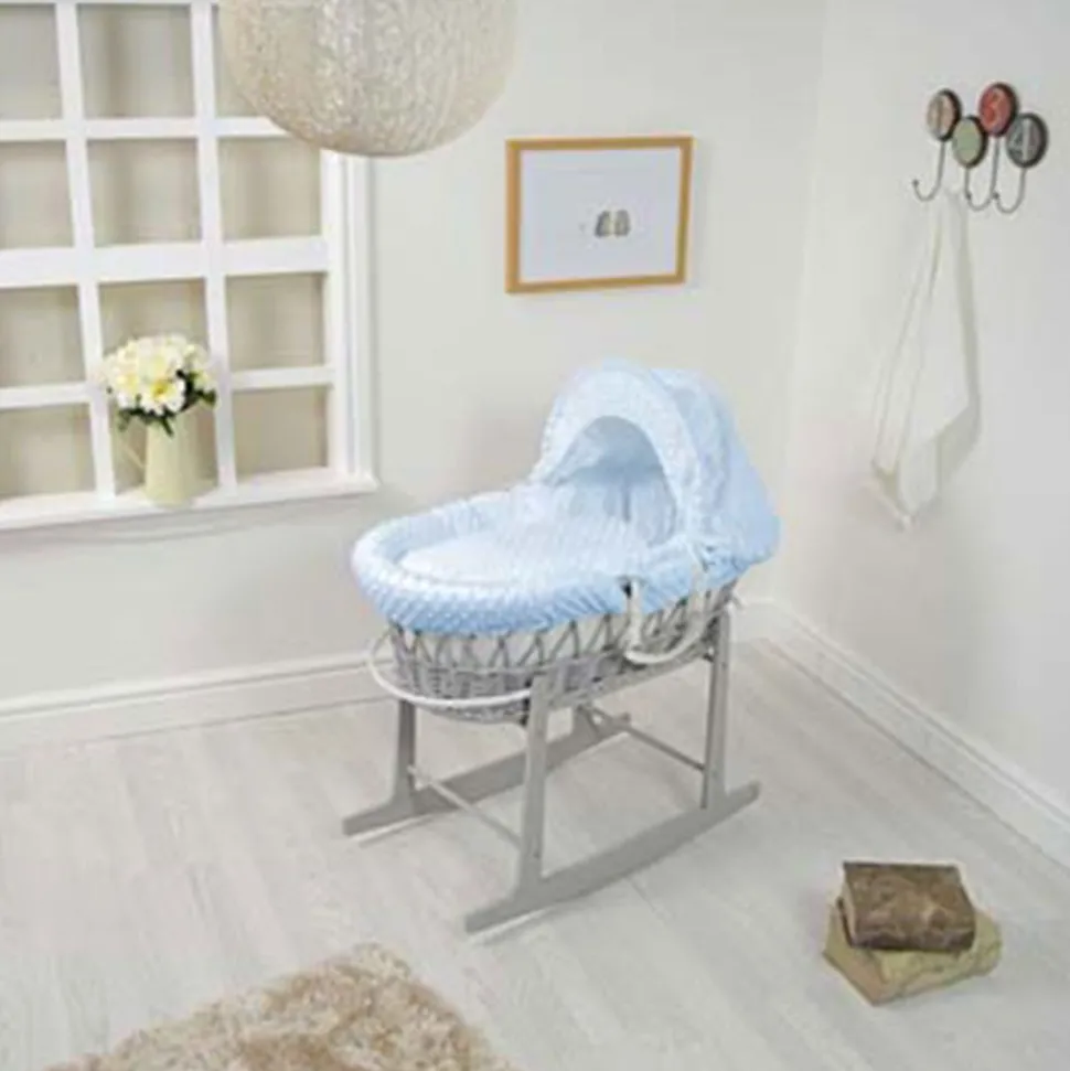 Dimple Wicker Moses Basket Blue