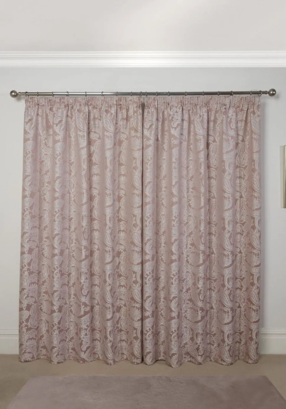 Duchess Readymade Tape Top Curtain Pair Blush