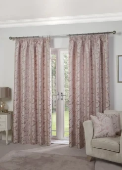 Duchess Readymade Tape Top Curtain Pair Blush