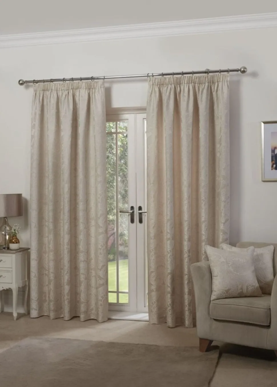 Duchess Readymade Tape Top Curtain Pair Cream