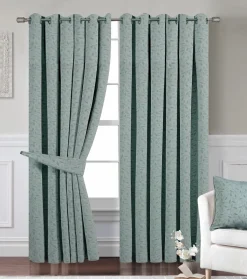 Eden Eyelet Readymade Curtains Teal 90x90