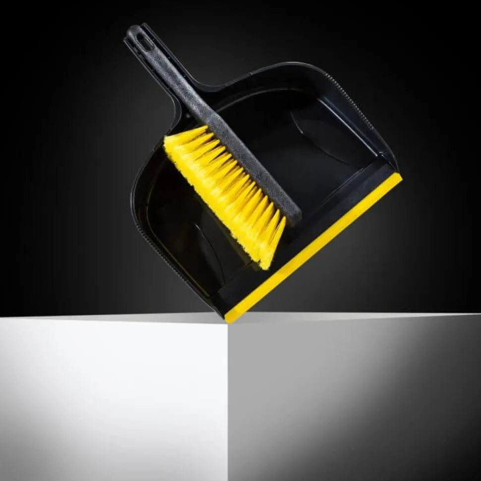 Eden Jumbo Dustpan & Brush Set Black & Yellow