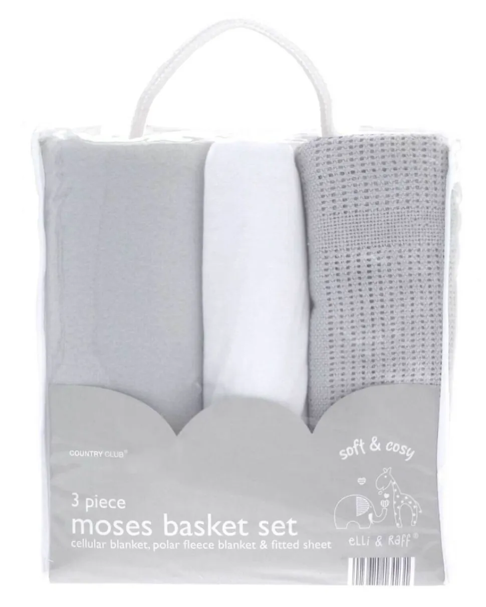 Eli & Raff 3 Piece Moses Basket Set