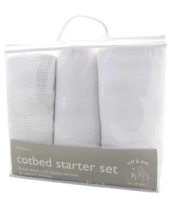 Eli & Raff Cot Bed Starter Blanket Set White