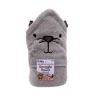 Embroidered Snuggle 100% Cotton Hooded Towel Grey