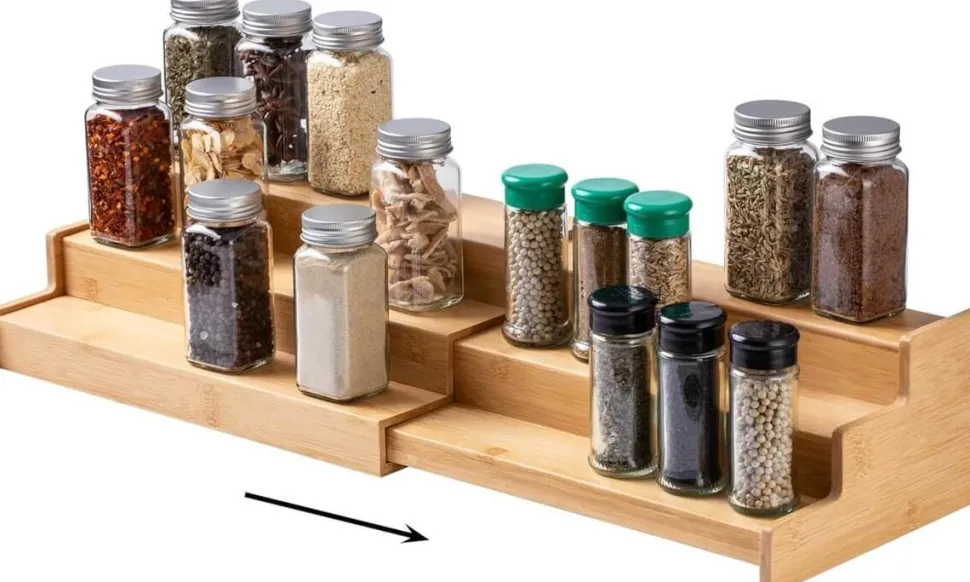 Extendable Bamboo Spice Rack