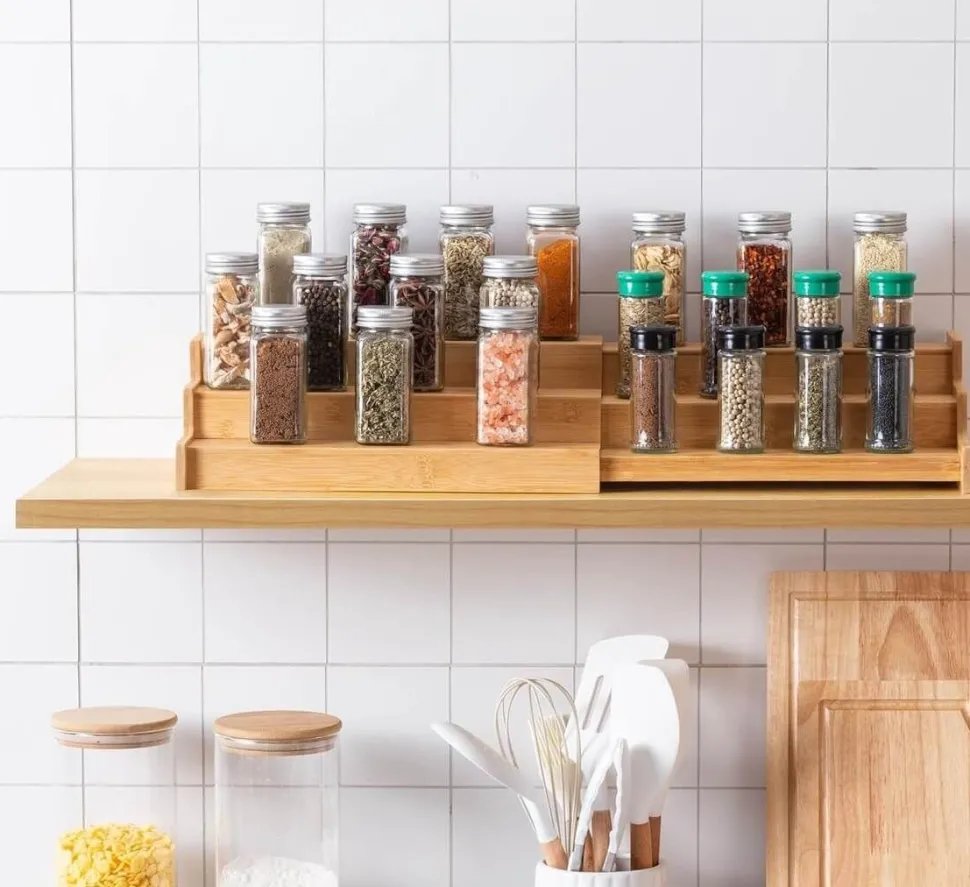 Extendable Bamboo Spice Rack