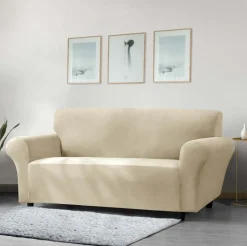 Faux Mink Velvet Sofa Cover Beige