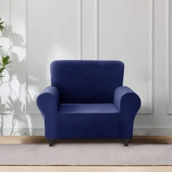 Faux Mink Velvet Sofa Cover Navy