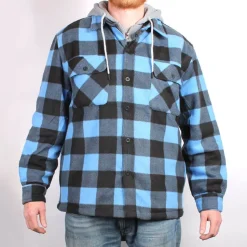 Fleece Lined Check Full Zip Hooded Jacket