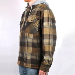 Fleece Lined Check Full Zip Hooded Jacket