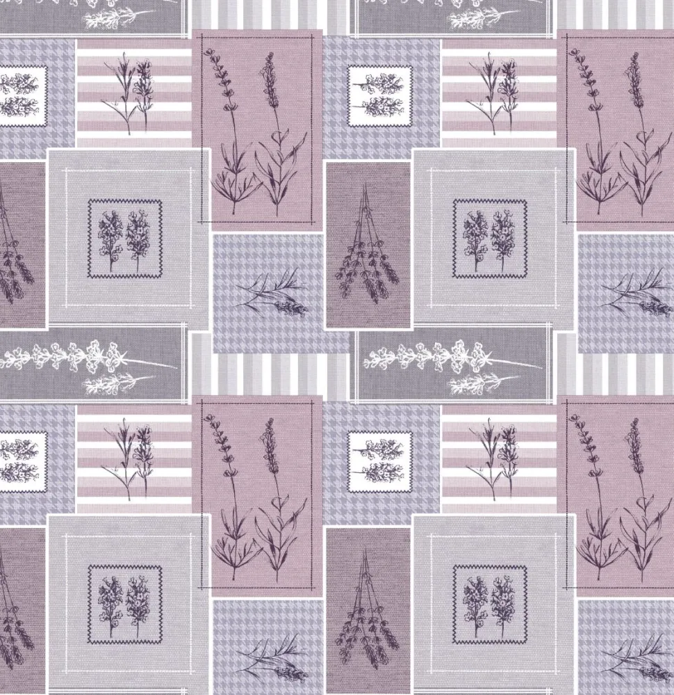 Floral Square Purple Oil Cloth 1146-2 Price by the metre