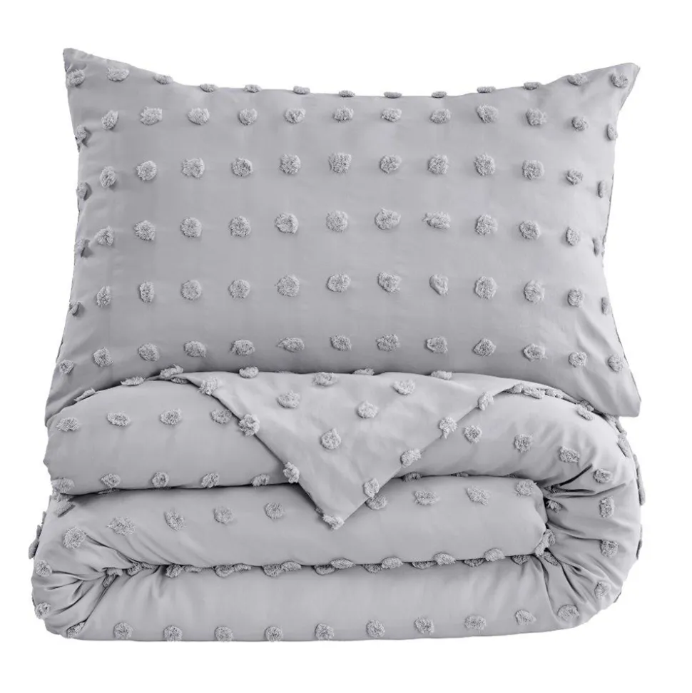 Flynn Tufted Duvet Cover Set Grey