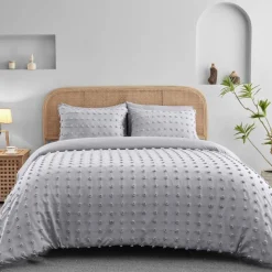 Flynn Tufted Duvet Cover Set Grey