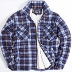 Full Zip Fleece Jacket Navy Check