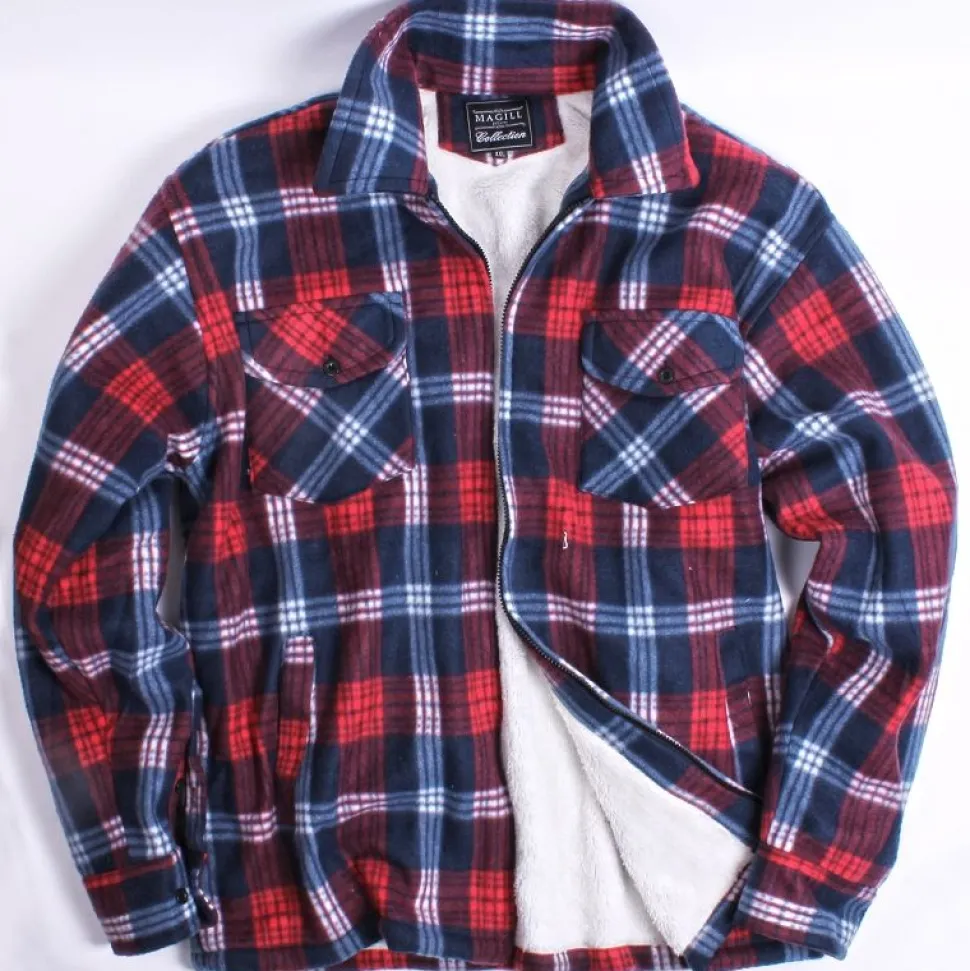 Full Zip Fleece Jacket Red Check