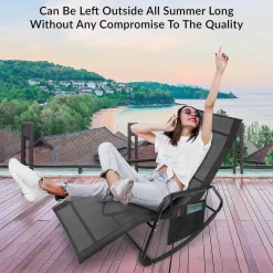 GardenKraft Outdoor Rocking Sun Lounger Black