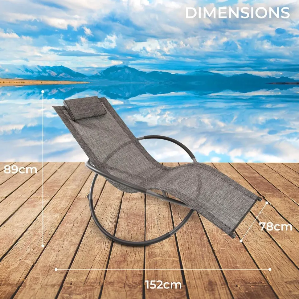GardenKraft Outdoor Rocking Sun Lounger Grey