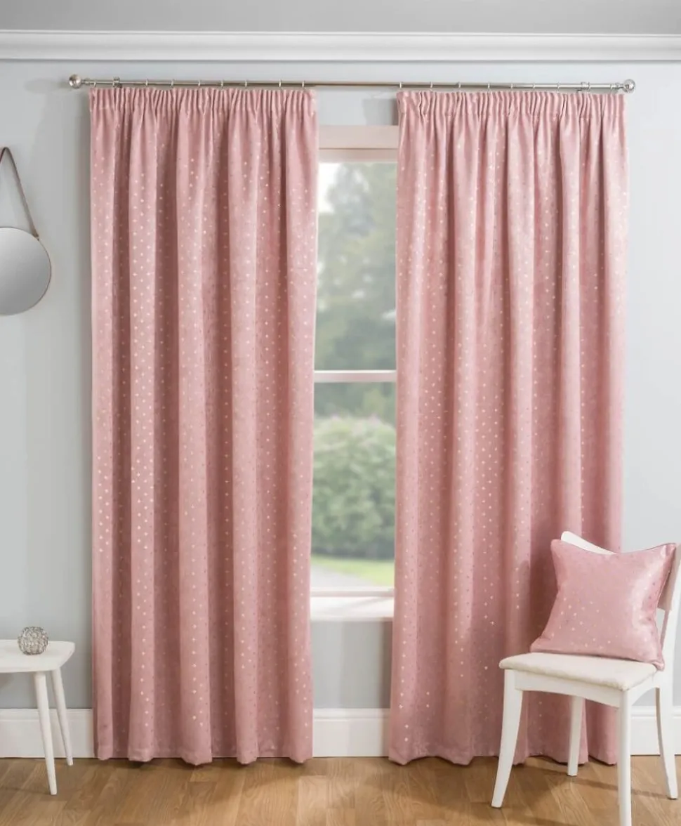 Gemini Woven Tape Top Curtains Pair Blush