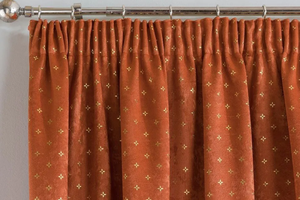 Gemini Woven Tape Top Curtains Pair Spice