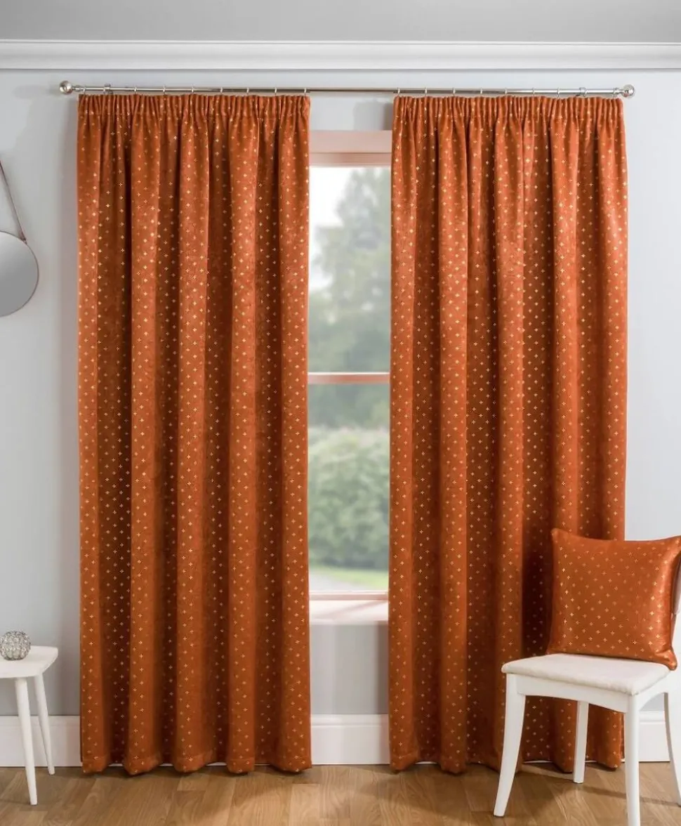 Gemini Woven Tape Top Curtains Pair Spice