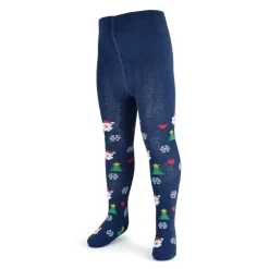 Girls Christmas Tights Navy Santa