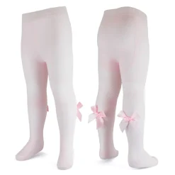Girls Christmas Tights Pink Bow