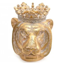 Gold Tiger With Crown Planter 25cm