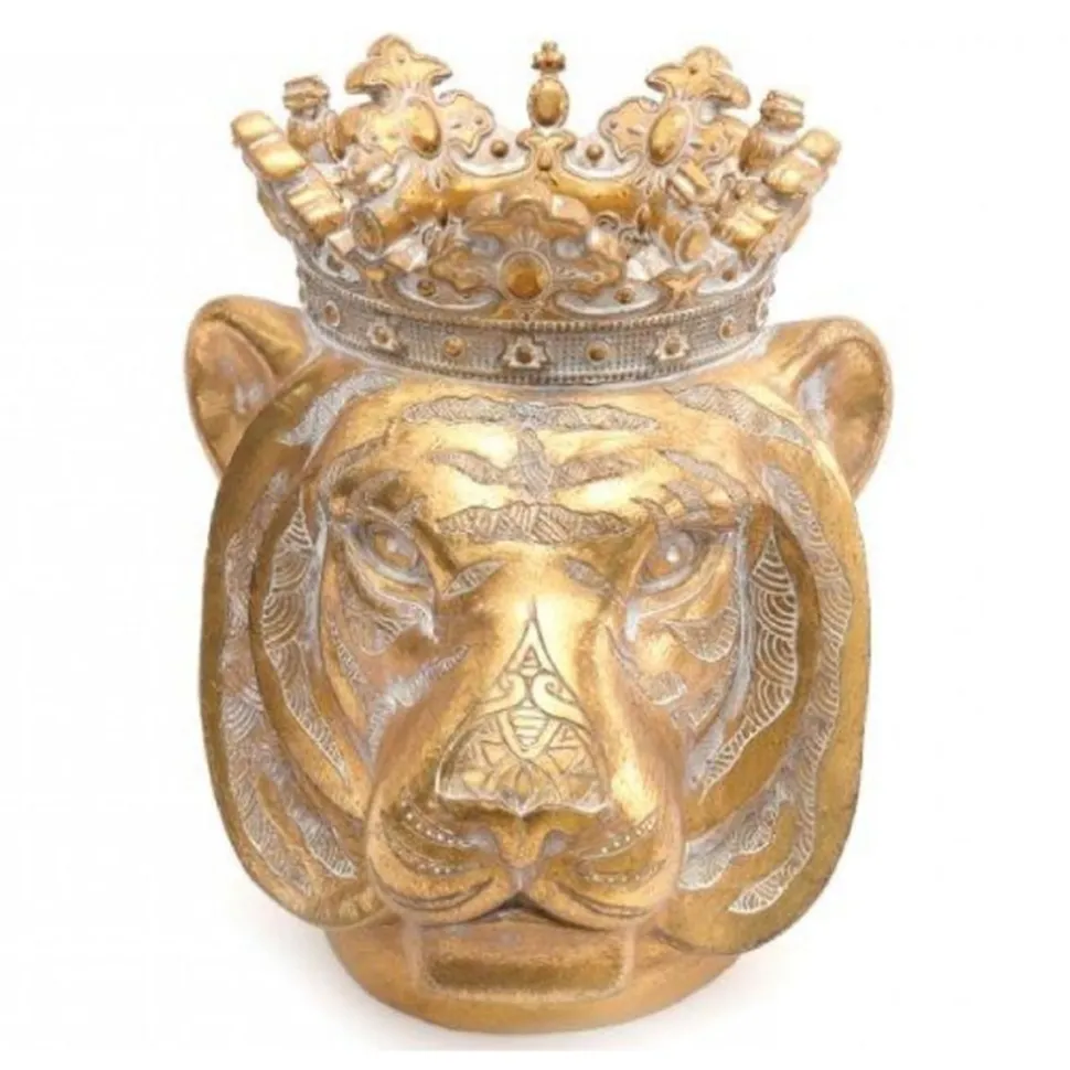 Gold Tiger With Crown Planter 25cm