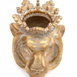 Gold Tiger With Crown Planter 25cm