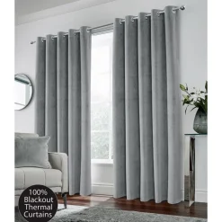 Hampton 100% Blackout Eyelet Curtains Grey