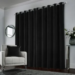 Hampton 100% Blackout Eyelet Curtains Black